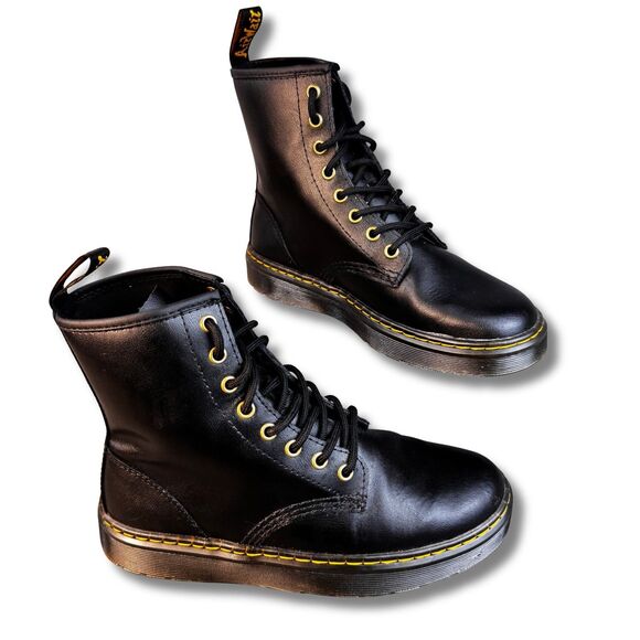 Dr. Martens Zavala Black Leather Combat Boots Women's EU 38 Lace Up - Picture 4 of 11